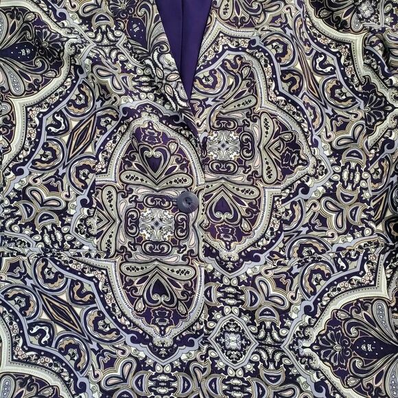 Chicos 1 Blazer Paisley Purple Women's Size Medium 8 Button Top Jacket Lined - Picture 4 of 11